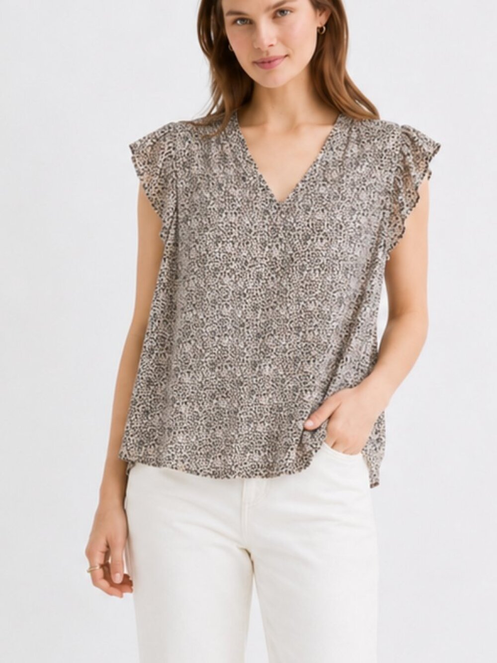 Adrianna Papell Flutter Sleeve Blouse
